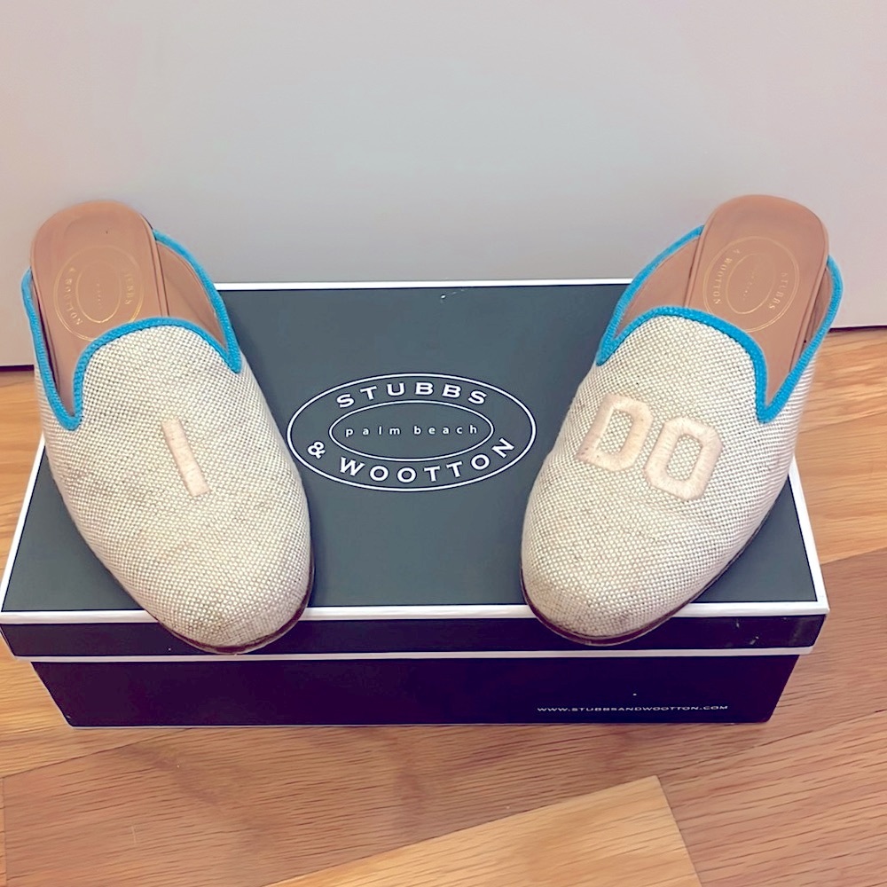 “I DO” Custom Stubbs & Wooton Mules - perfect for brides!